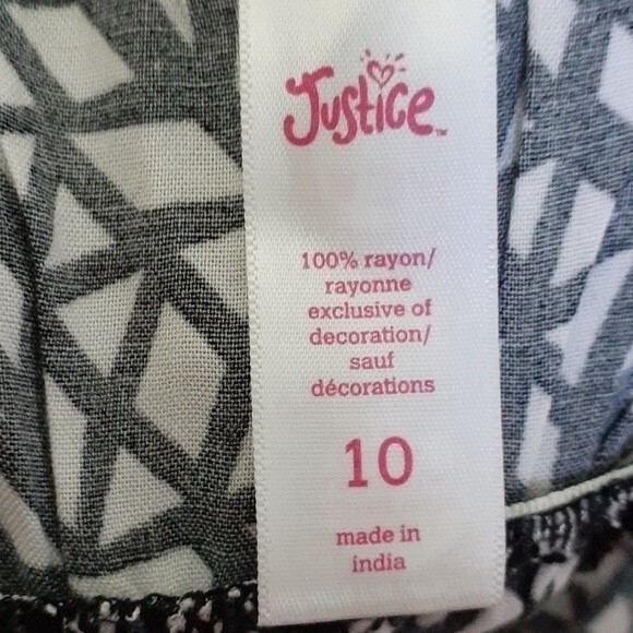 justice boho maxi dress girls 10 black white sundress summer pre-teen - Picture 7 of 7